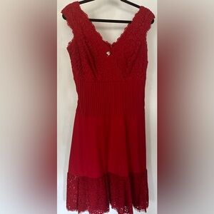 Tadashi Shoji Lace Pintuck Sleeveless Cocktail Dress